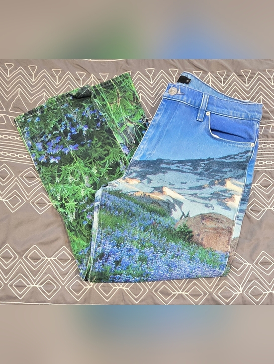 Hudson Jeans Denim - Hudson Barbara High Rise Straight Leg Cropped Jeans Mountain Landscape  Size 30